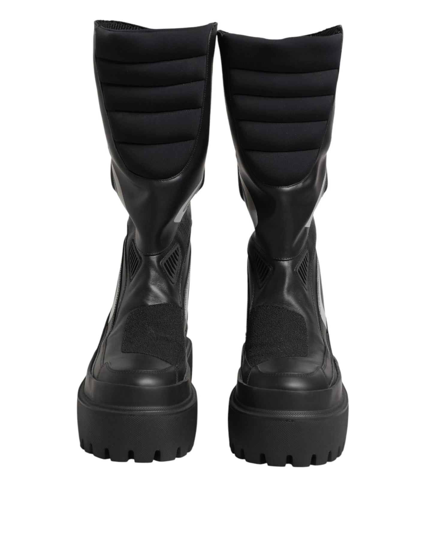 Dolce & Gabbana Black Leather Mid Calf Biker Boots Shoes by Dolce & Gabbana