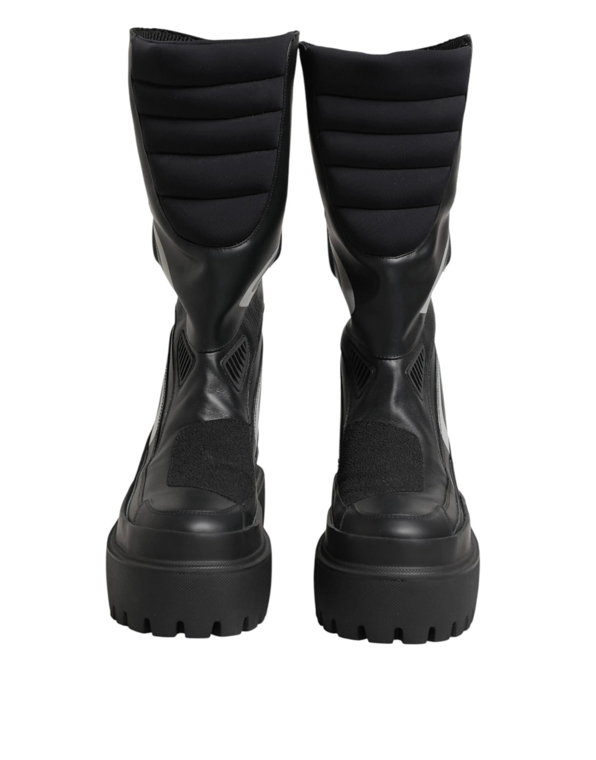 Dolce & Gabbana Black Leather Mid Calf Biker Boots Shoes by Dolce & Gabbana