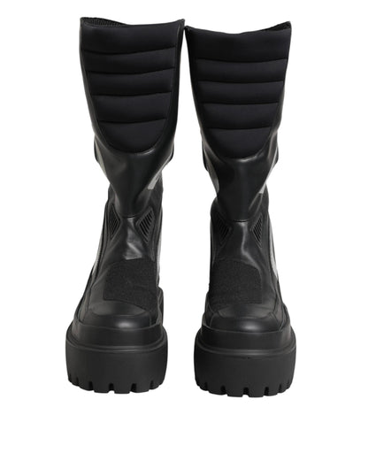 Dolce & Gabbana Black Leather Mid Calf Biker Boots Shoes by Dolce & Gabbana