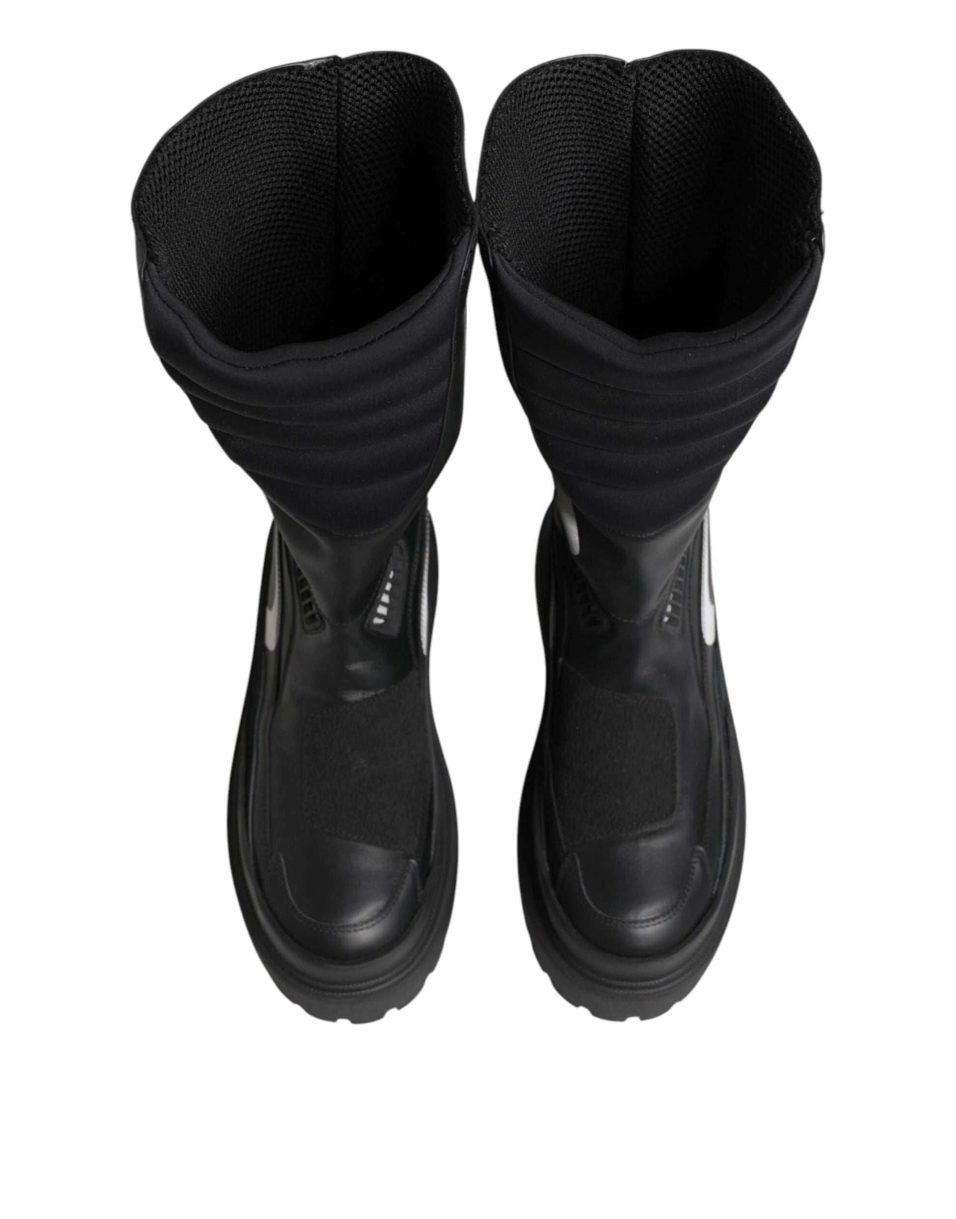 Dolce & Gabbana Black Leather Mid Calf Biker Boots Shoes by Dolce & Gabbana