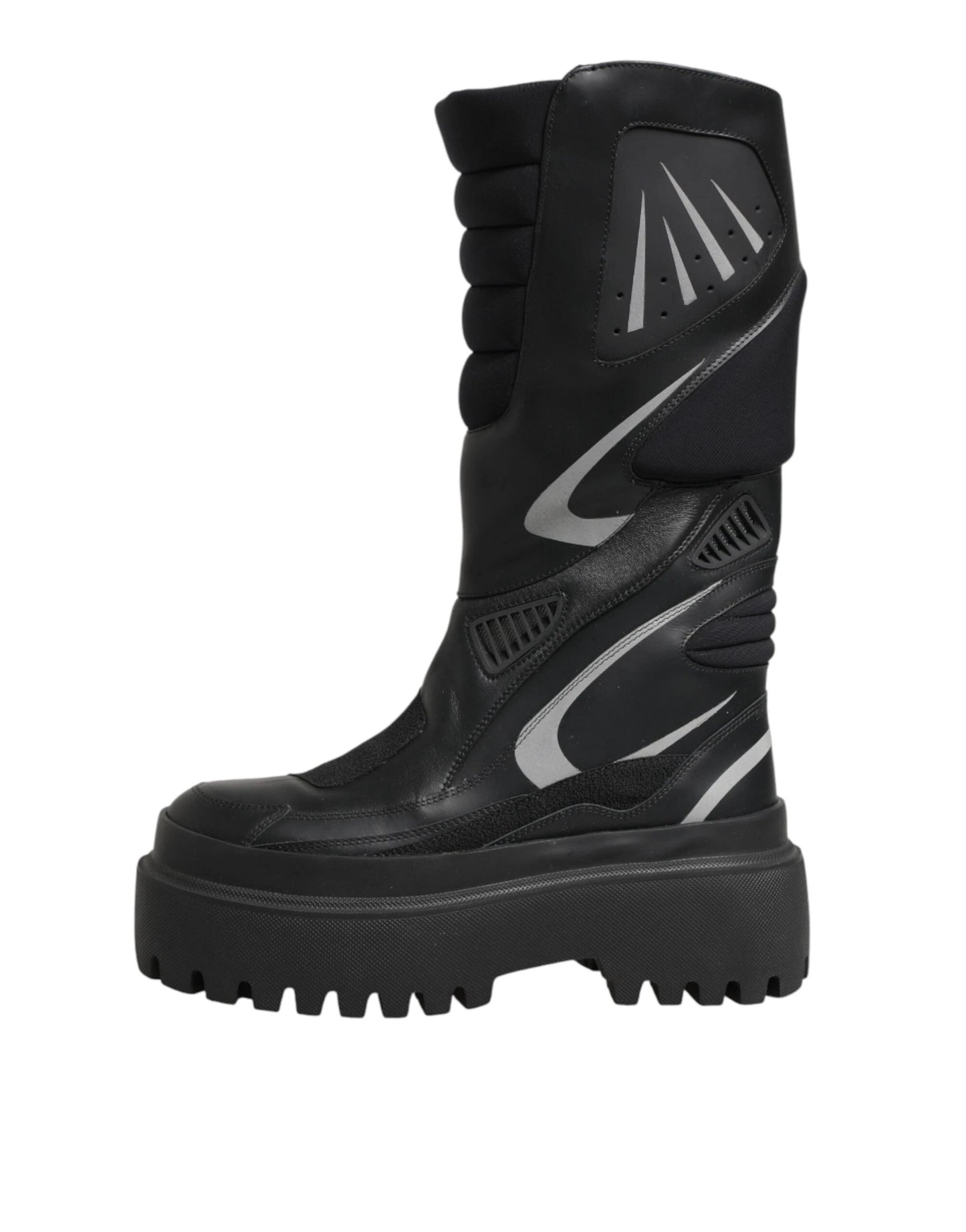 Dolce & Gabbana Black Leather Mid Calf Biker Boots Shoes by Dolce & Gabbana