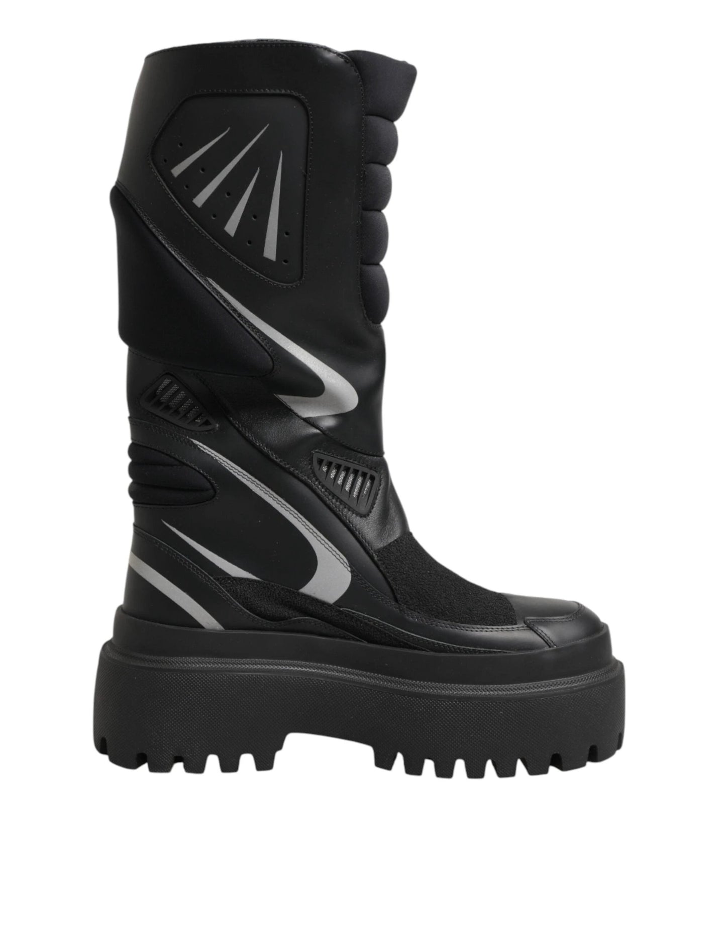 Dolce & Gabbana Black Leather Mid Calf Biker Boots Shoes by Dolce & Gabbana