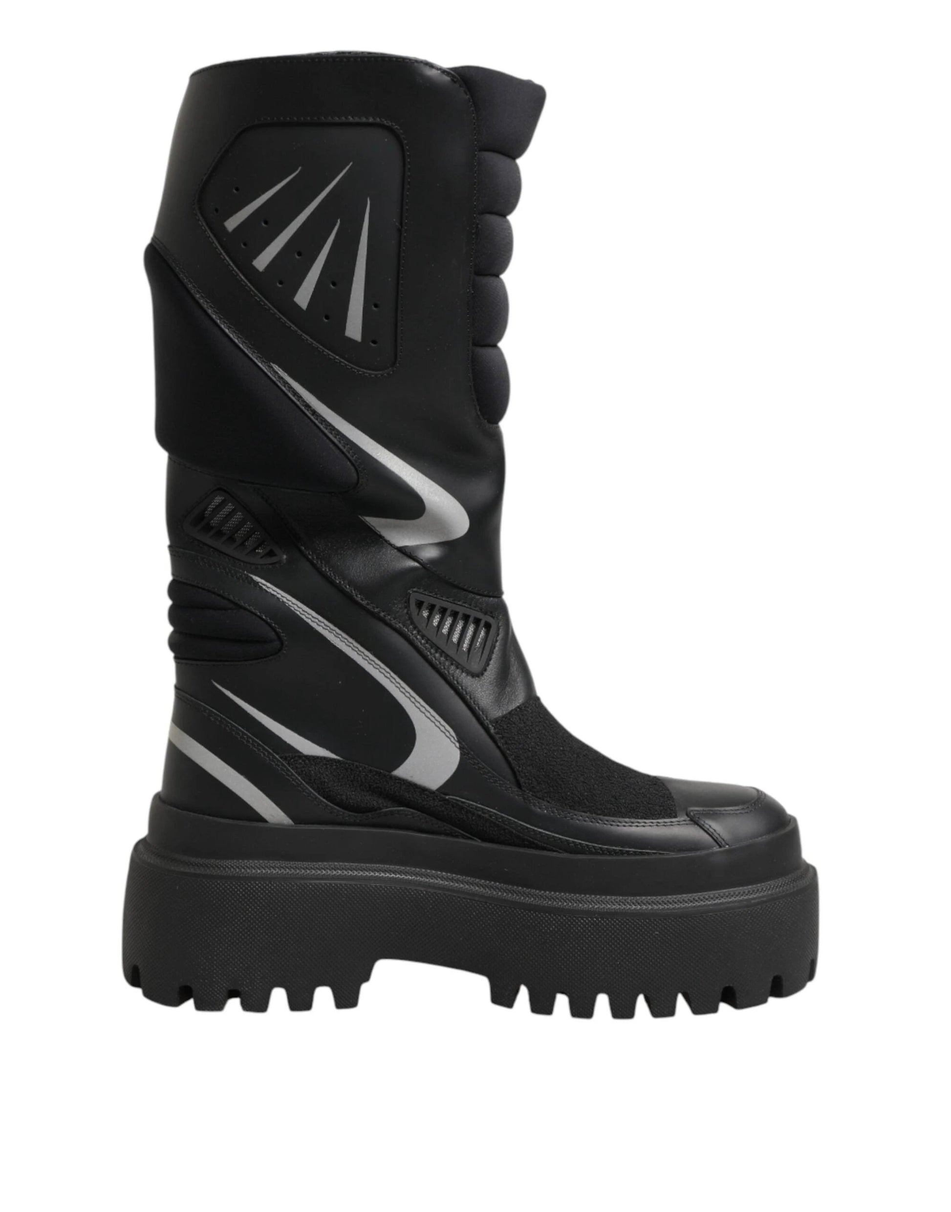 Dolce & Gabbana Black Leather Mid Calf Biker Boots Shoes by Dolce & Gabbana