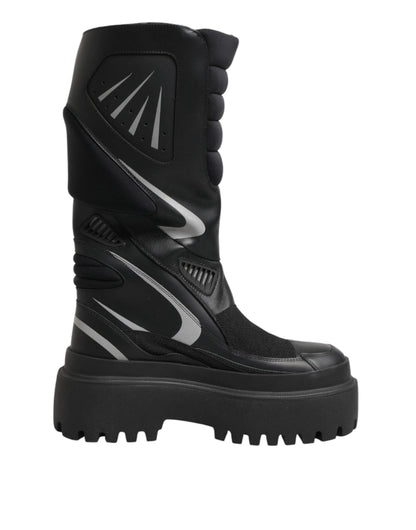 Dolce & Gabbana Black Leather Mid Calf Biker Boots Shoes by Dolce & Gabbana