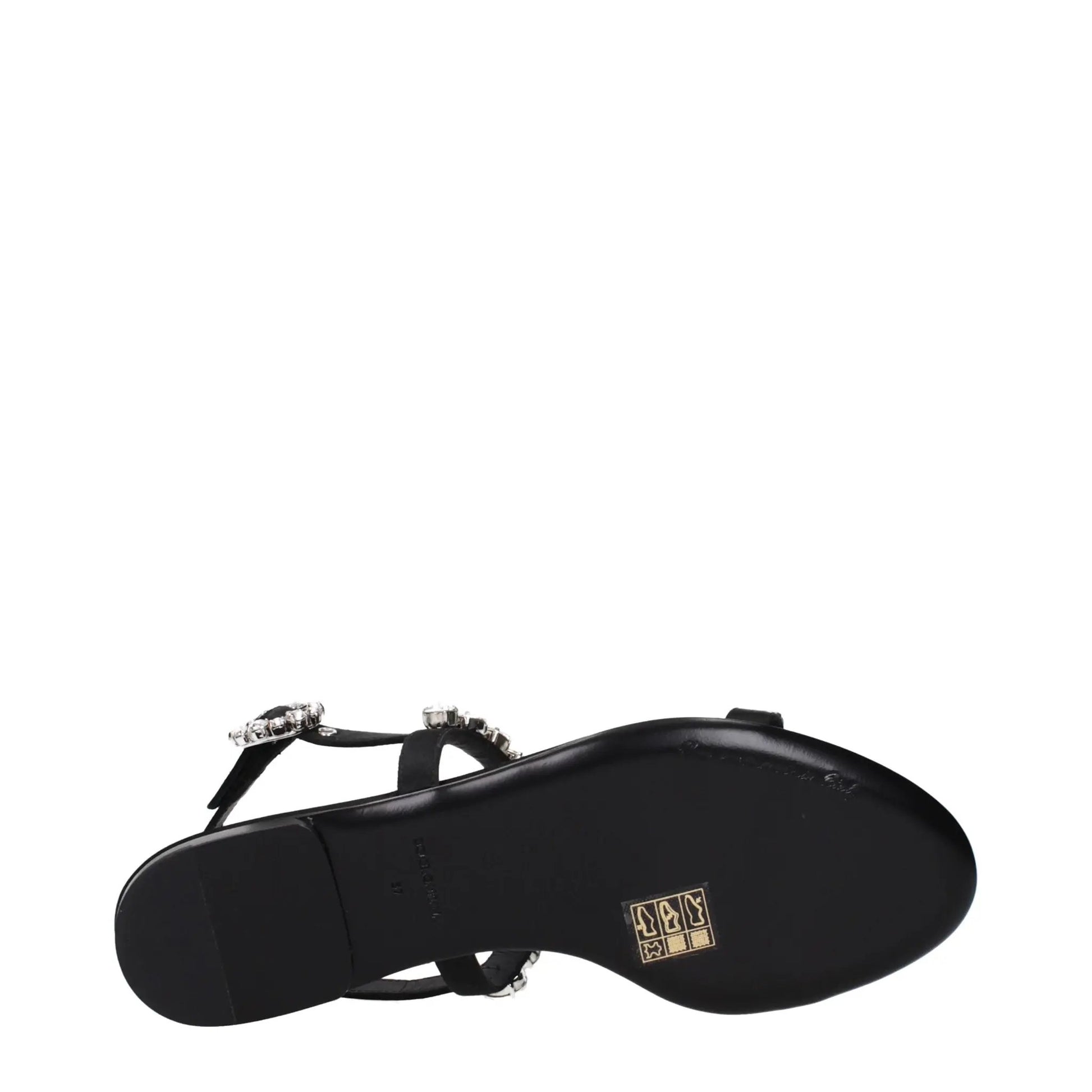 Dolce & Gabbana Black Satin Flat Sandals by Dolce & Gabbana