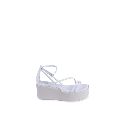 Calvin Klein White Leather Platform Sandals by Calvin Klein