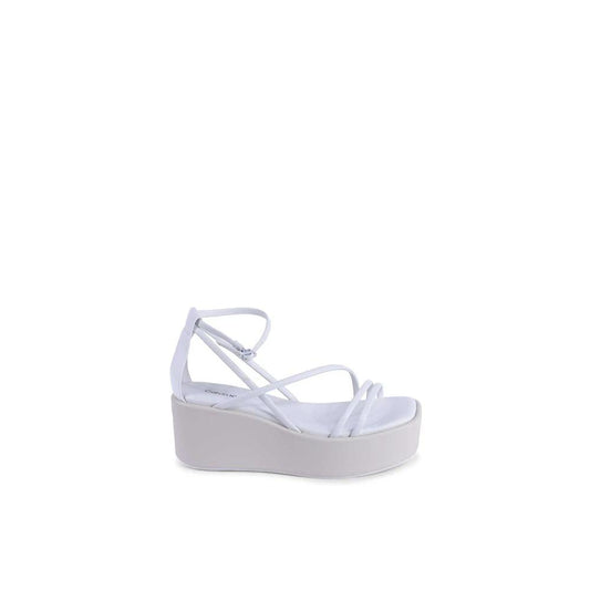 Calvin Klein White Leather Platform Sandals by Calvin Klein