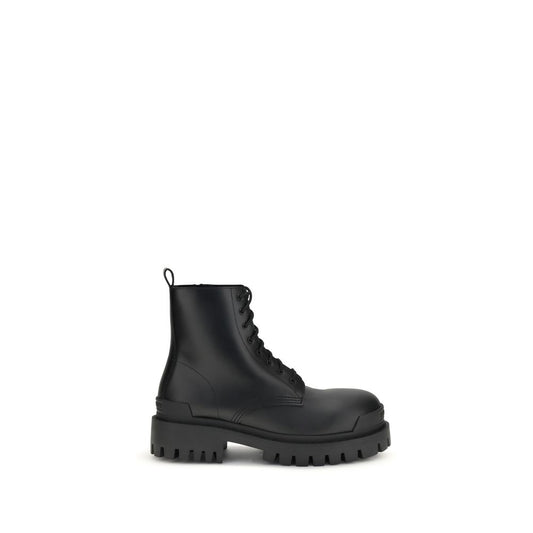 Balenciaga Strike Boots Lacets – Cuir de Veau Mat Noir | Homme AW26