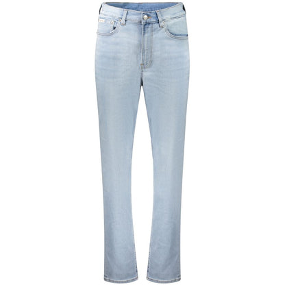 Mom jean Calvin Klein femme taille haute en coton bleu clair – CA-41396