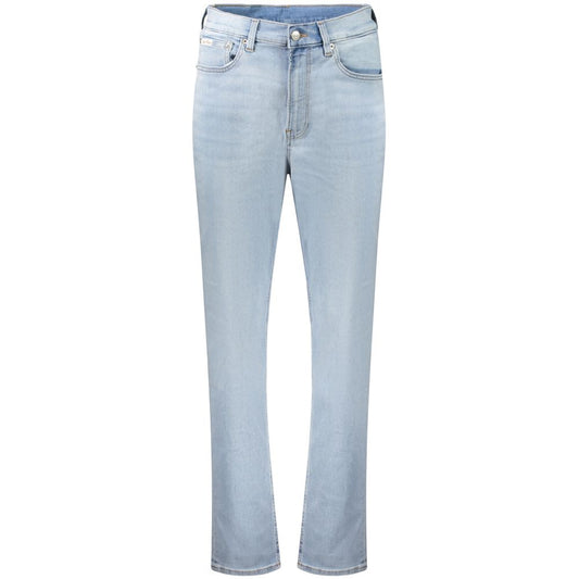 Mom jean Calvin Klein femme taille haute en coton bleu clair – CA-41396