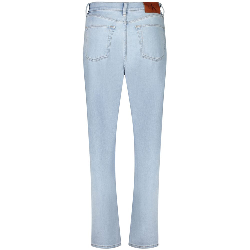 Mom jean Calvin Klein femme taille haute en coton bleu clair – CA-41396