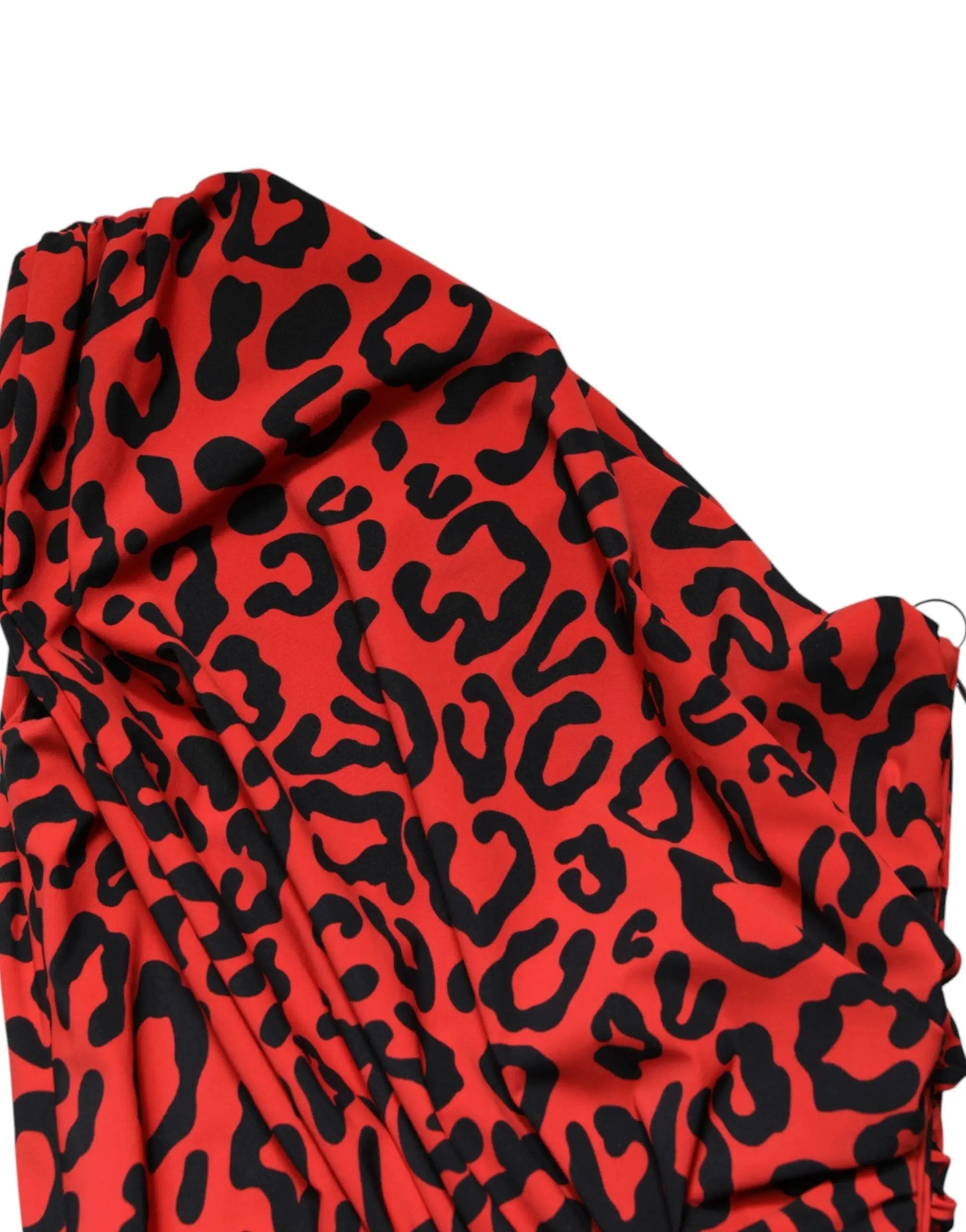Dolce & Gabbana Red Leopard Print Nylon Sheath Midi Dress by Dolce & Gabbana