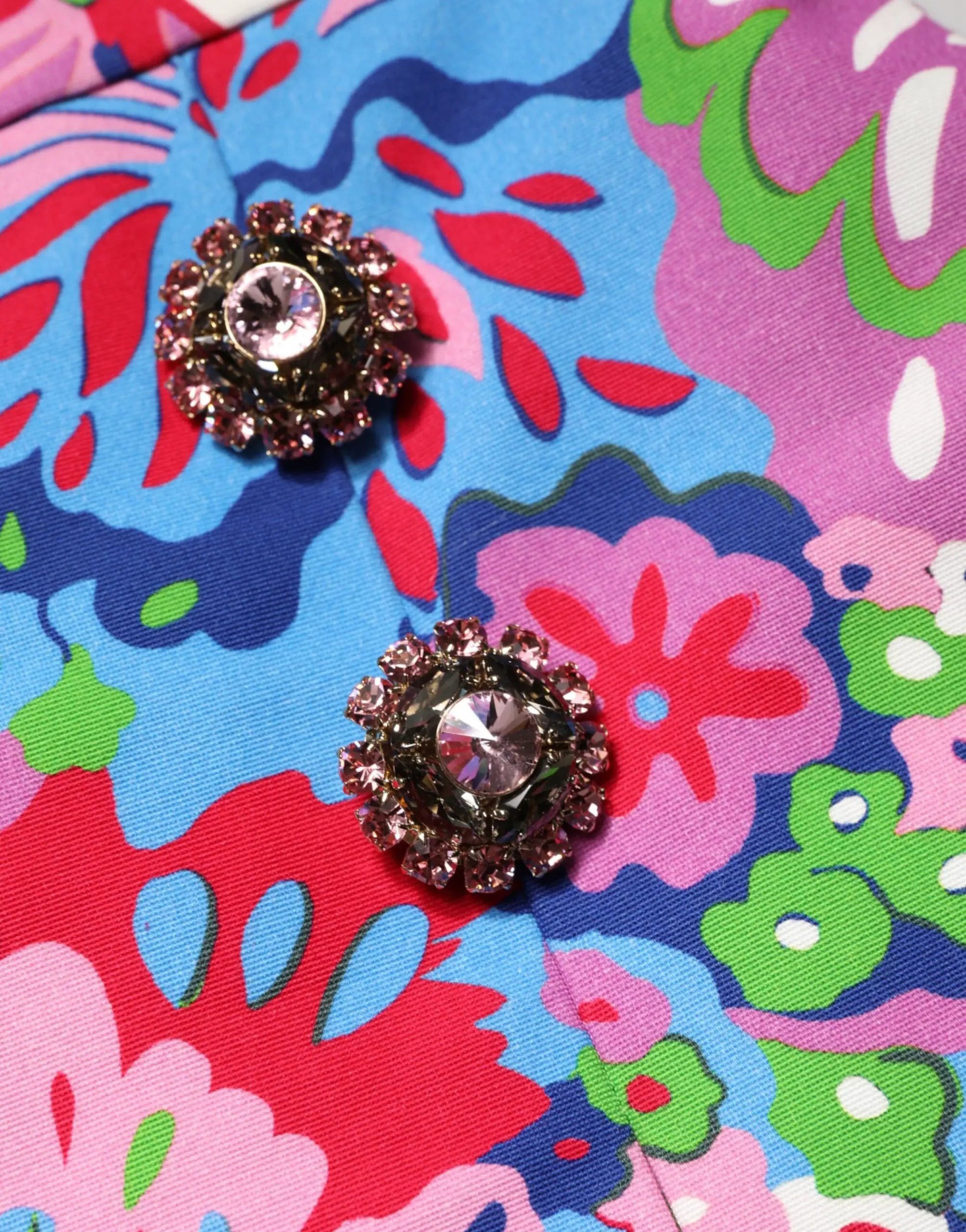 Dolce & Gabbana Multicolor Floral Buttoned High Waist Mini Shorts by Dolce & Gabbana