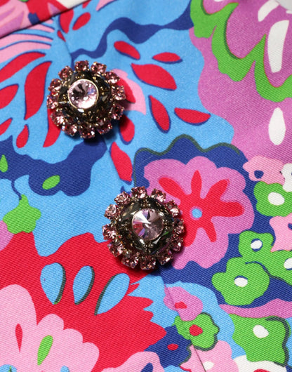 Dolce & Gabbana Multicolor Floral Buttoned High Waist Mini Shorts by Dolce & Gabbana