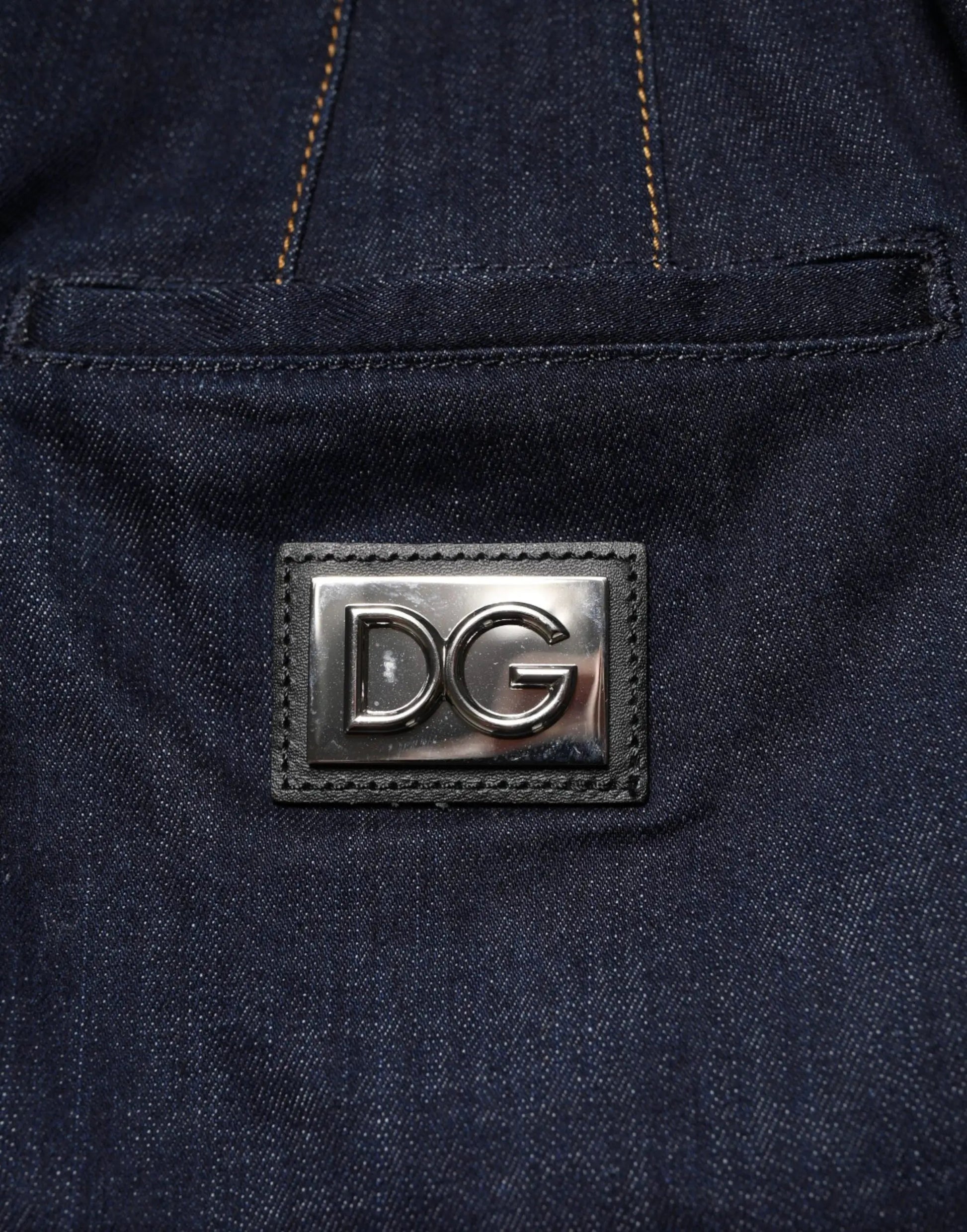 Dolce & Gabbana Dark Blue Cotton A-line Denim Midi Skirt by Dolce & Gabbana