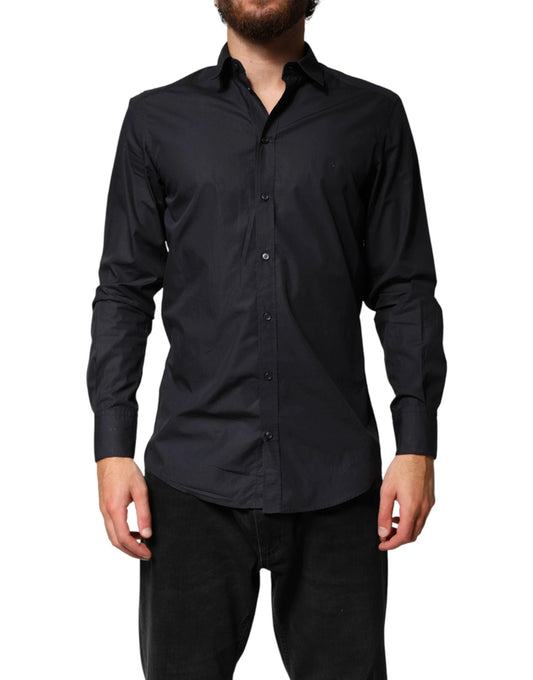 Dolce & Gabbana Black Cotton Long Sleeves Dress Formal Shirt by Dolce & Gabbana