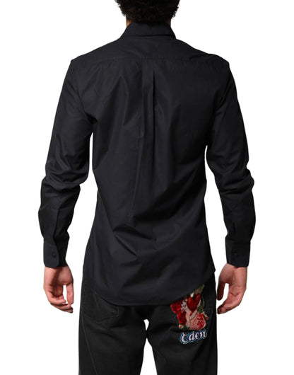 Dolce & Gabbana Black Cotton Long Sleeves Dress Formal Shirt by Dolce & Gabbana