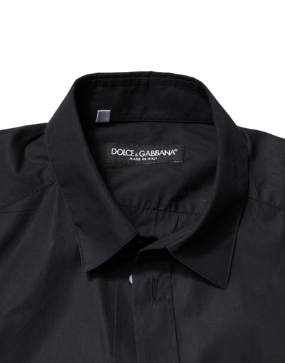 Dolce & Gabbana Black Cotton Long Sleeves Dress Formal Shirt by Dolce & Gabbana