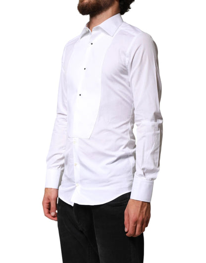 Dolce & Gabbana White Cotton GOLD Collared Dress Bib Formal Shirt by Dolce & Gabbana
