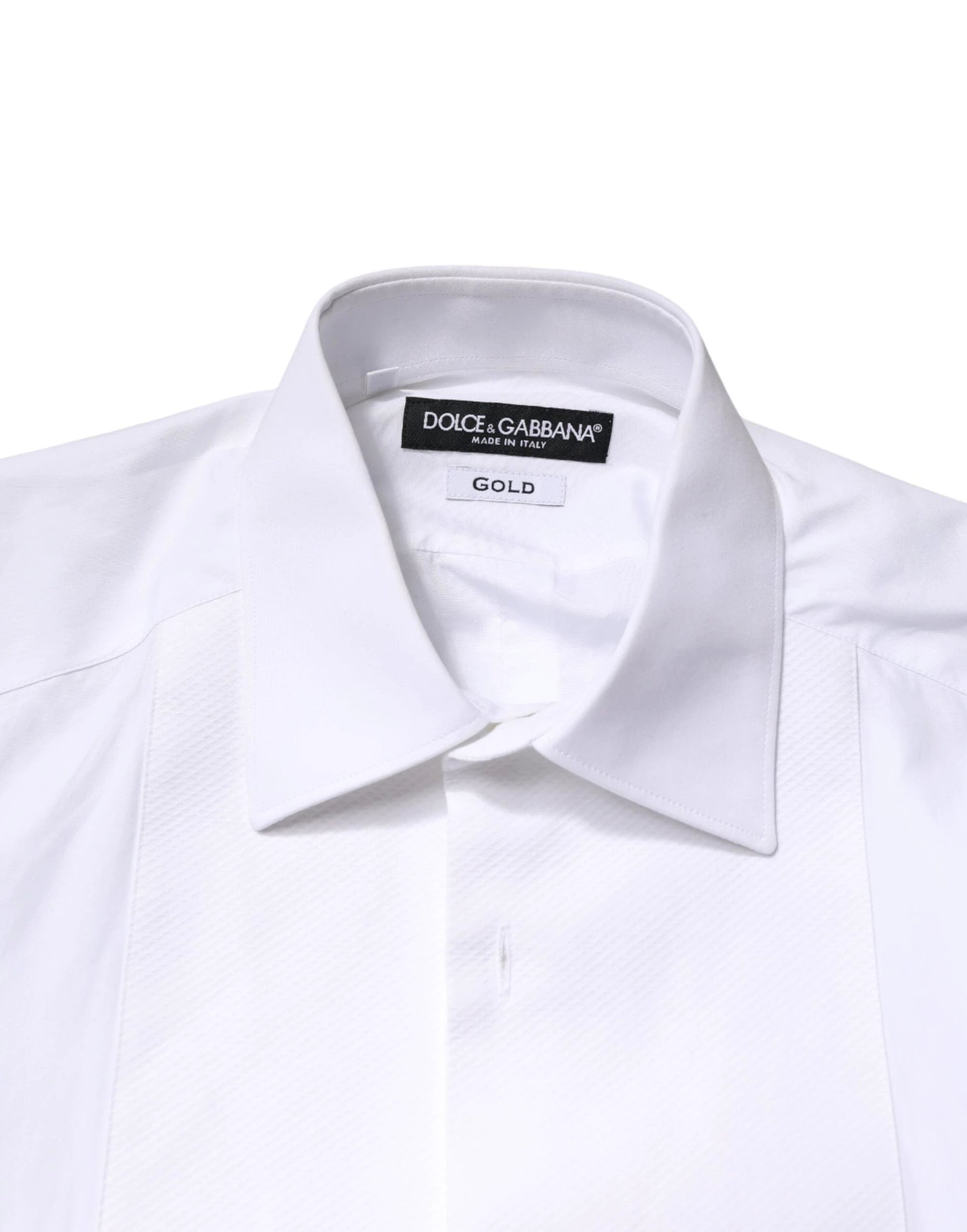 Dolce & Gabbana White Cotton GOLD Collared Dress Bib Formal Shirt by Dolce & Gabbana