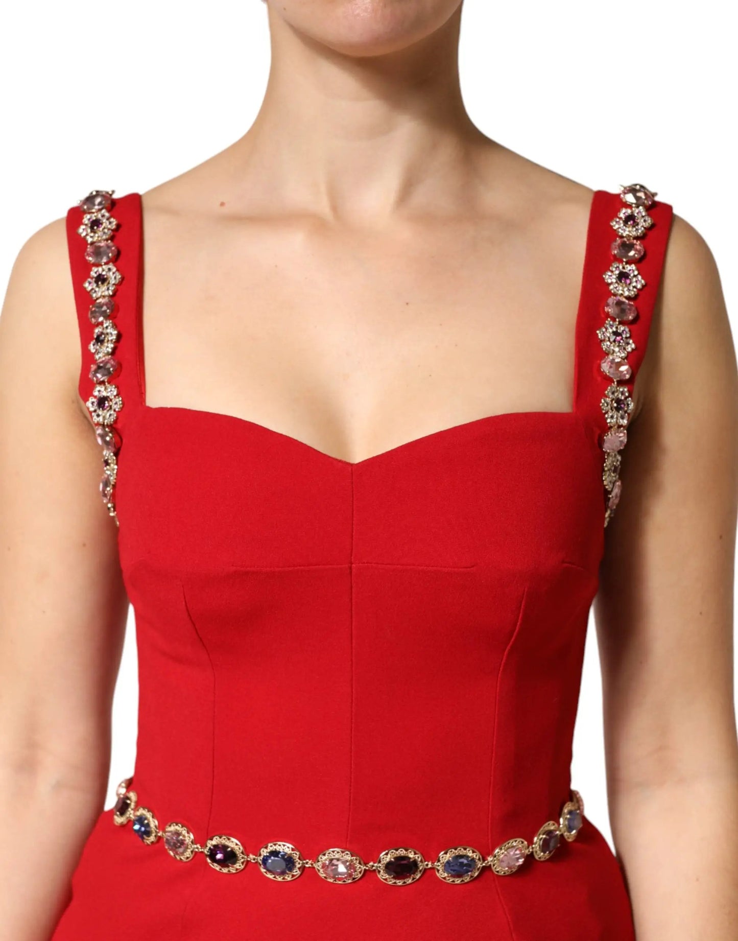 Dolce & Gabbana Red Embellished Sheath Mermaid Gown Dress by Dolce & Gabbana