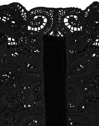 Dolce & Gabbana Black Floral Lace Cropped Coat Jacket by Dolce & Gabbana