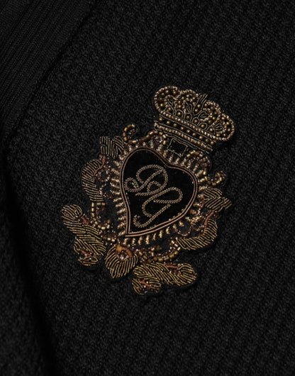 Dolce & Gabbana Black Crest Long Sleeve Men Pullover Sweater