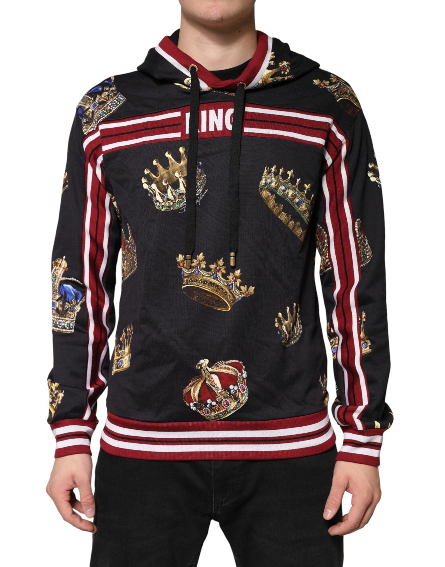 Dolce & Gabbana Black King Crown Hooded Sweatshirt Sweater