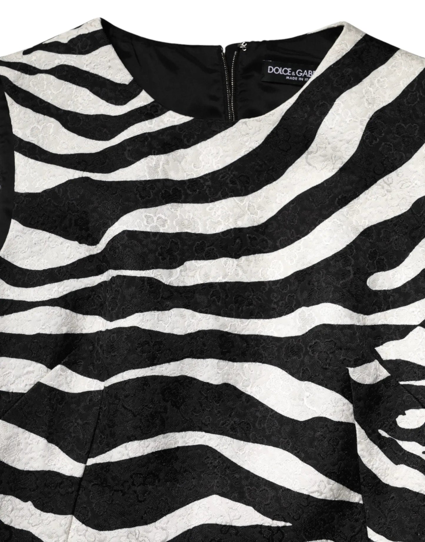 Dolce & Gabbana Black White Zebra Sleeveless A-line Dress by Dolce & Gabbana