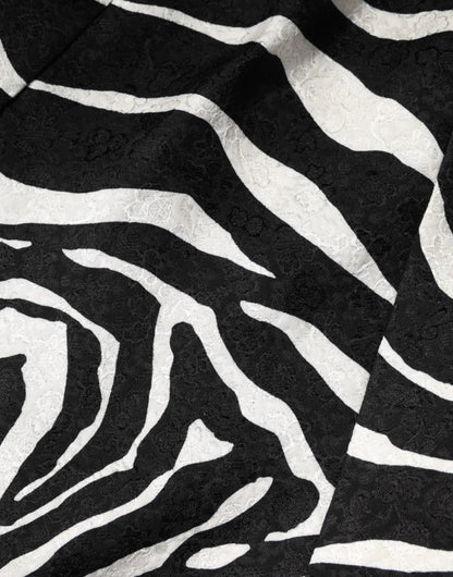 Dolce & Gabbana Black White Zebra Sleeveless A-line Dress by Dolce & Gabbana