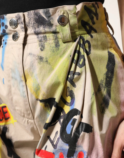 Dolce & Gabbana Multicolor Graffiti HighWaist Bermuda Shorts by Dolce & Gabbana