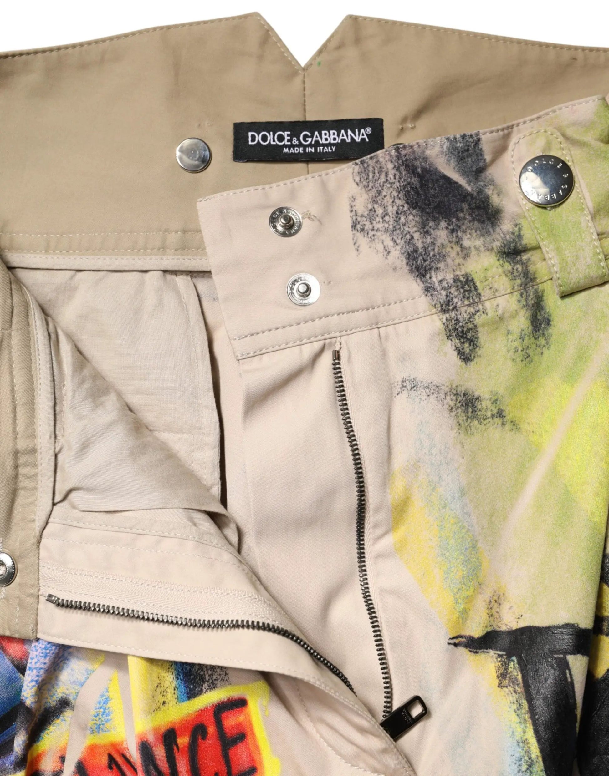 Dolce & Gabbana Multicolor Graffiti HighWaist Bermuda Shorts by Dolce & Gabbana