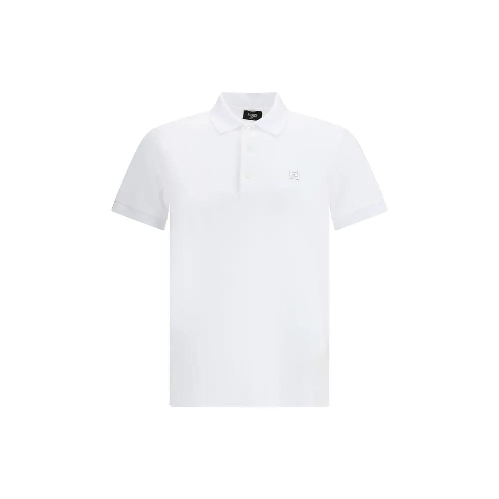 Fendi White Cotton Polo Shirt by Fendi