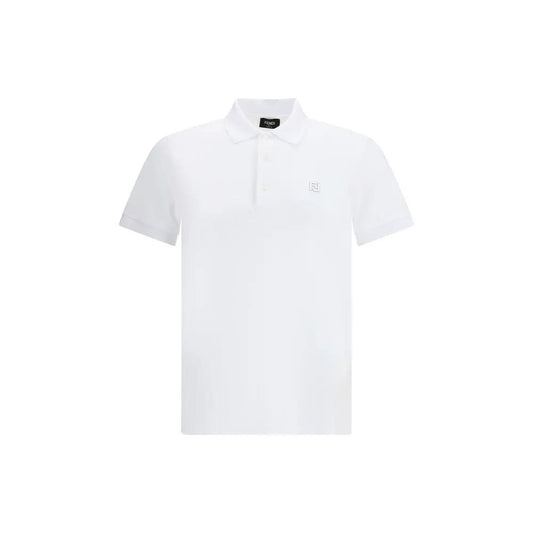 Fendi White Cotton Polo Shirt by Fendi