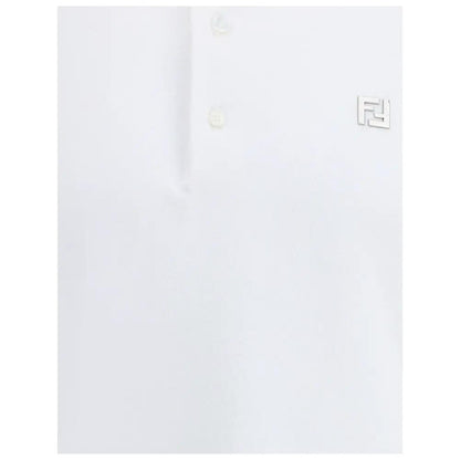Fendi White Cotton Polo Shirt by Fendi