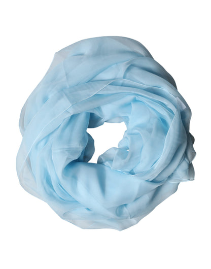 Dolce & Gabbana Light Blue Stola Sciarpa in Seta da Collo Foulard