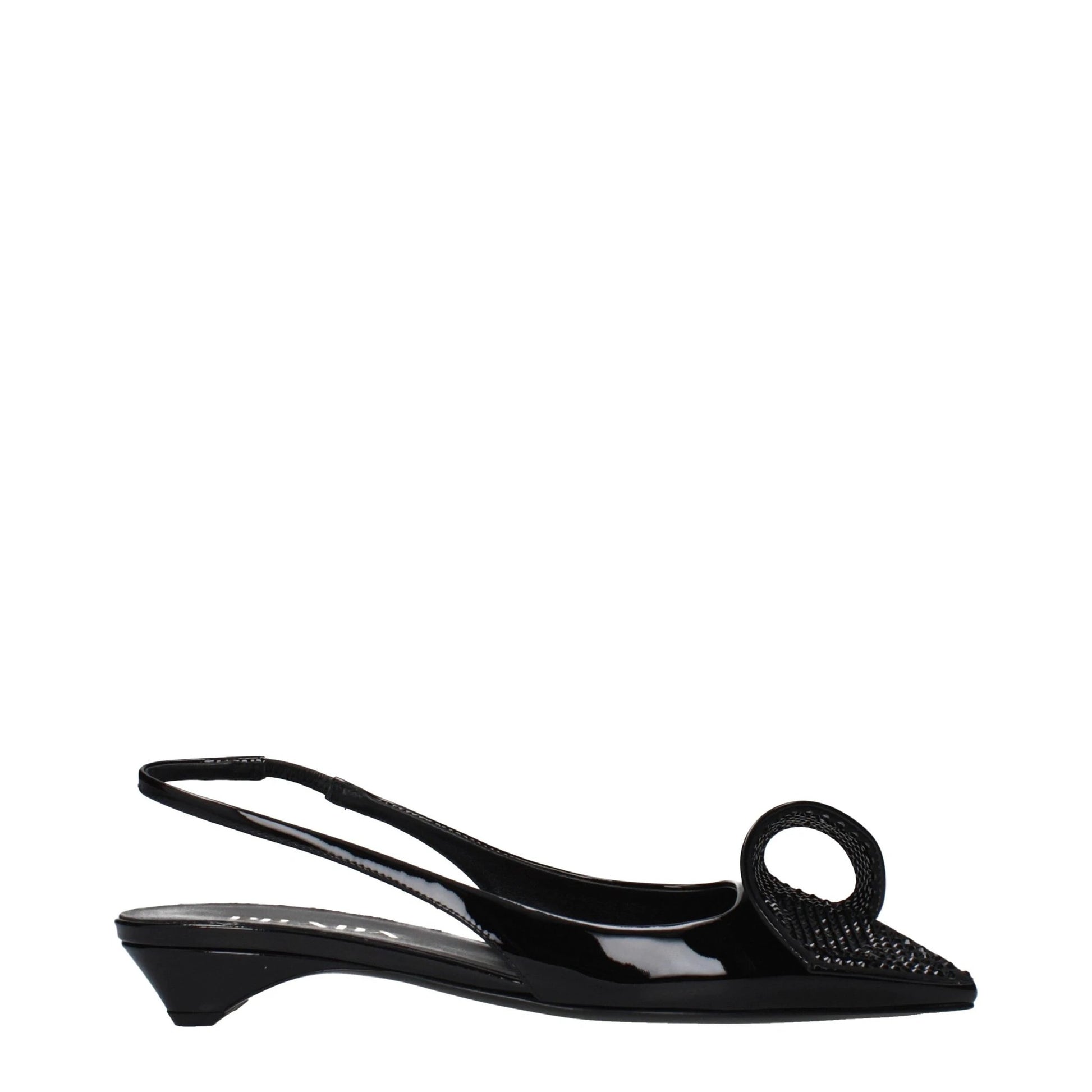 Prada Black Leather Flat Sandals by Prada