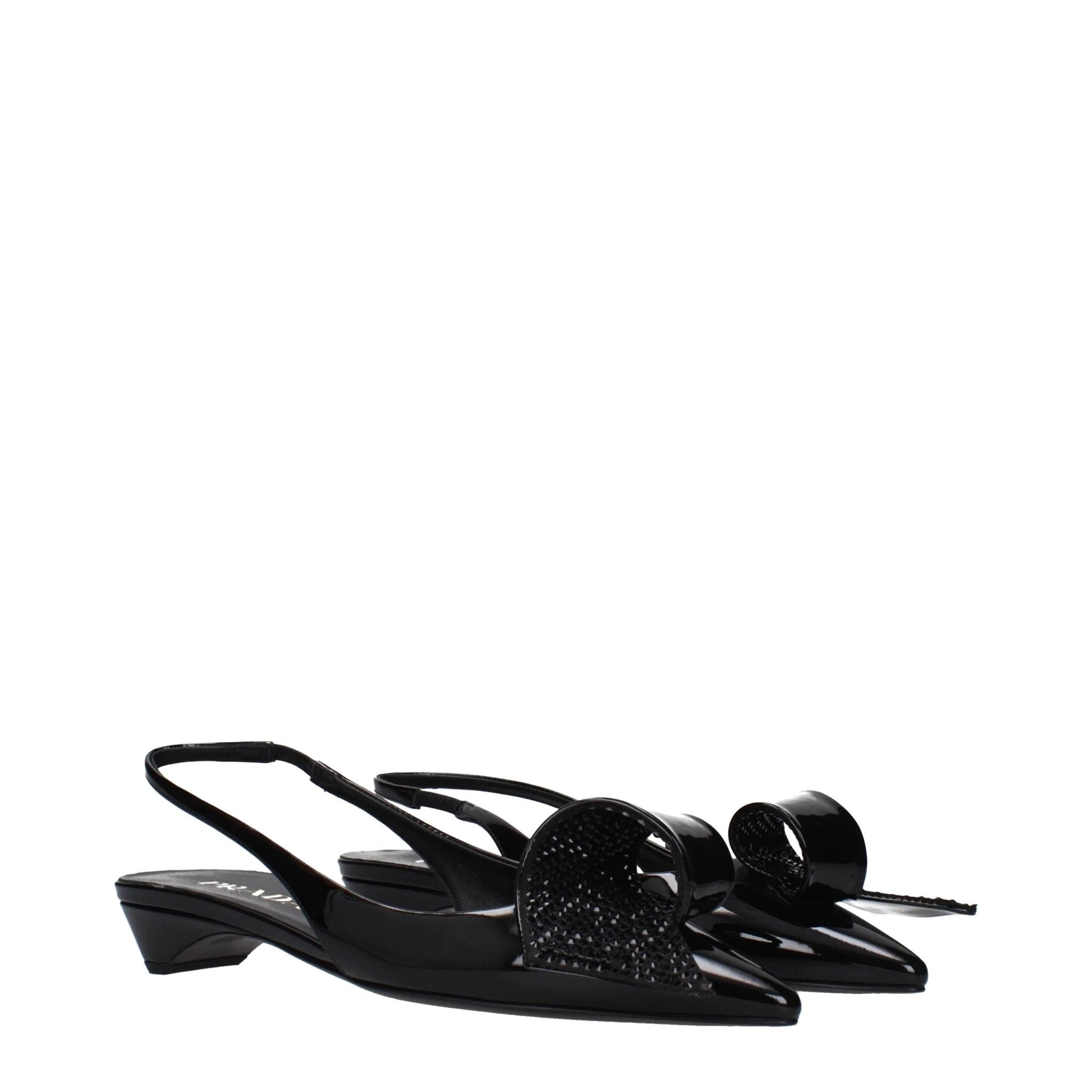 Prada Black Leather Flat Sandals by Prada