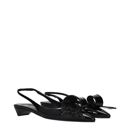 Prada Black Leather Flat Sandals by Prada