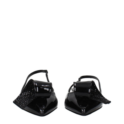 Prada Black Leather Flat Sandals by Prada