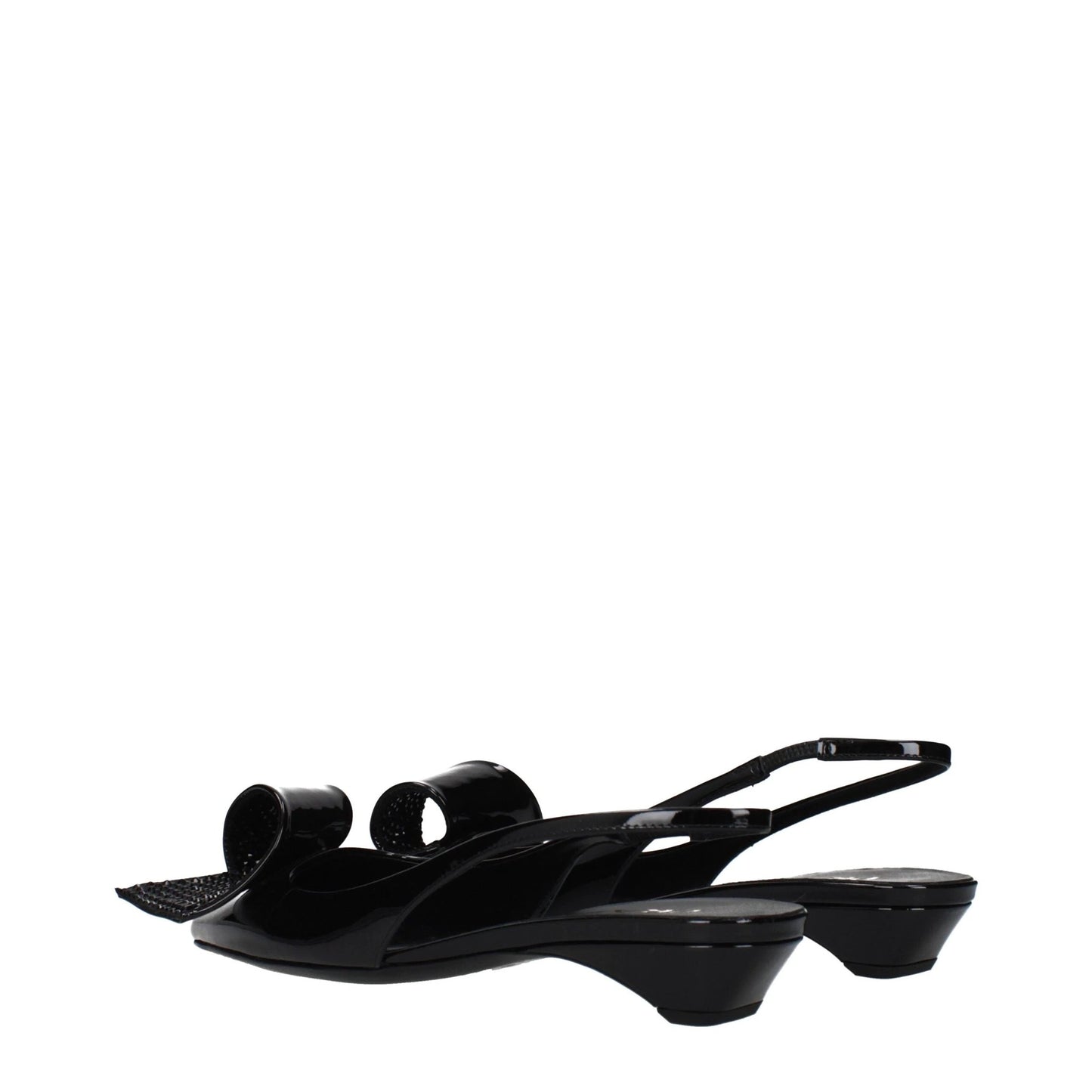 Prada Black Leather Flat Sandals by Prada