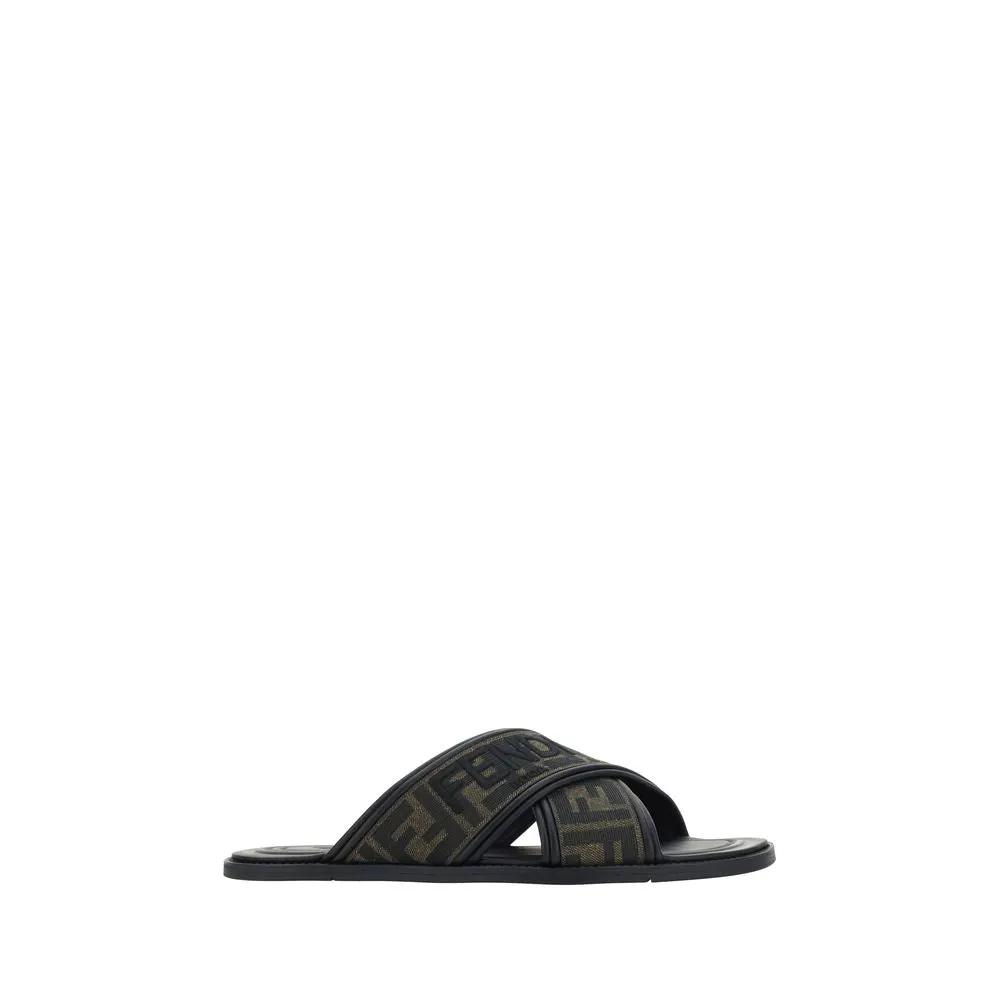 Fendi Black Calf Leather Bos Taurus Sandals by Fendi