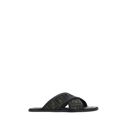 Fendi Black Calf Leather Bos Taurus Sandals by Fendi