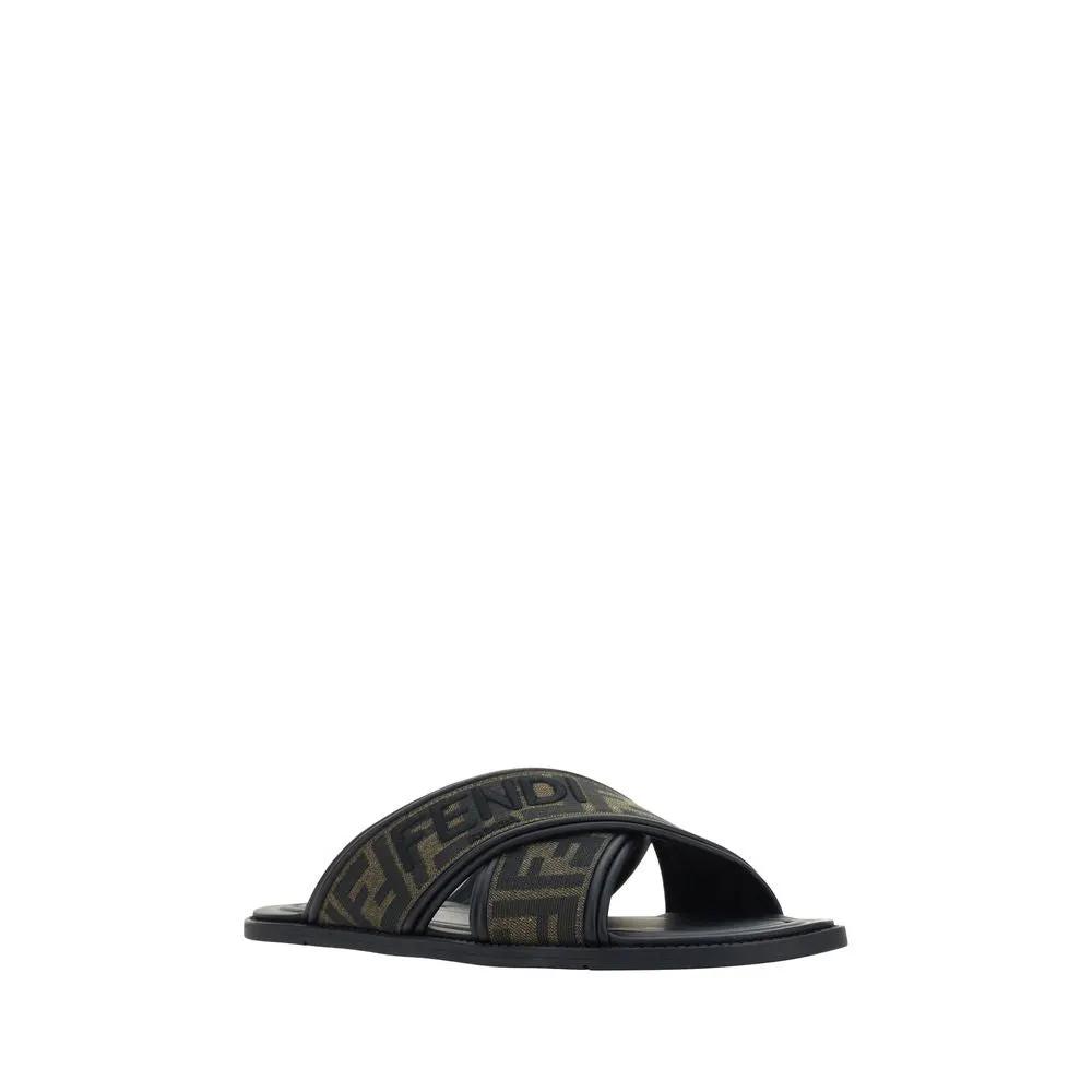Fendi Black Calf Leather Bos Taurus Sandals by Fendi
