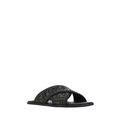 Fendi Black Calf Leather Bos Taurus Sandals by Fendi