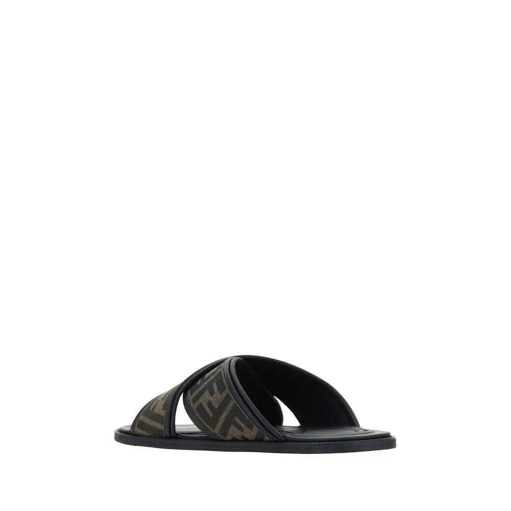 Fendi Black Calf Leather Bos Taurus Sandals by Fendi