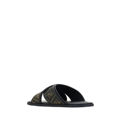 Fendi Black Calf Leather Bos Taurus Sandals by Fendi