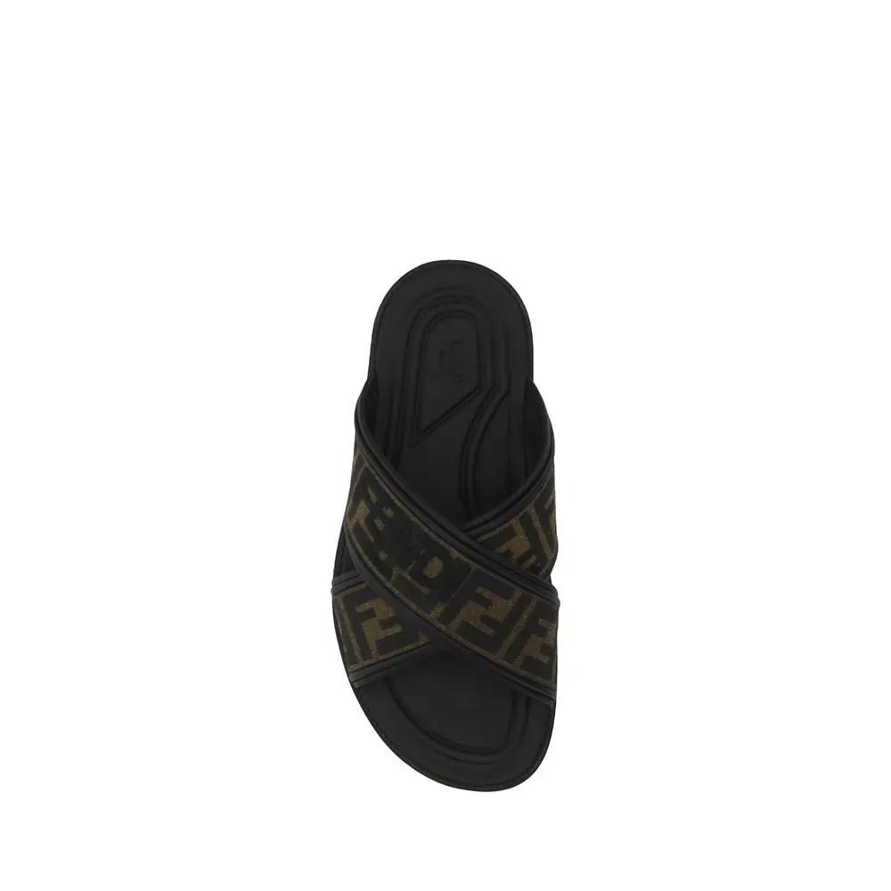 Fendi Black Calf Leather Bos Taurus Sandals by Fendi