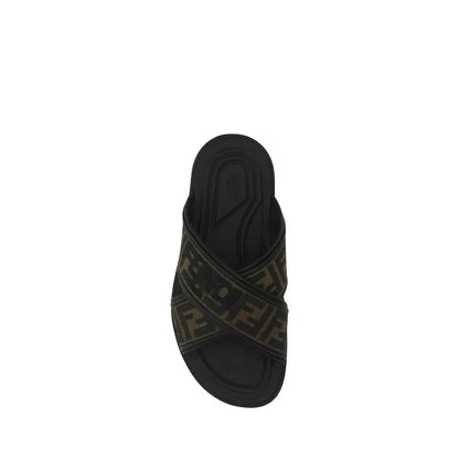 Fendi Black Calf Leather Bos Taurus Sandals by Fendi