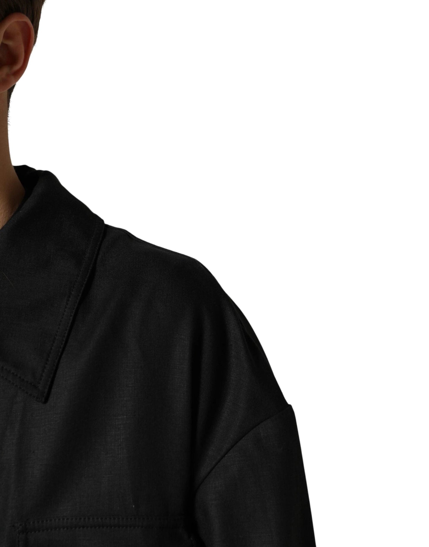 Dolce & Gabbana Black Pockets Collared Trench Coat Jacket by Dolce & Gabbana